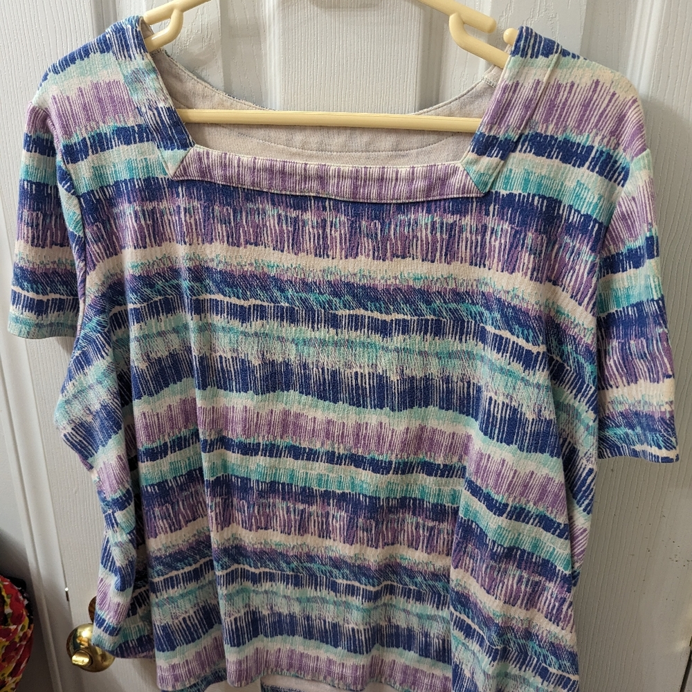 Kim Rogers. 3 x, Plus size, short sleeve, stripes